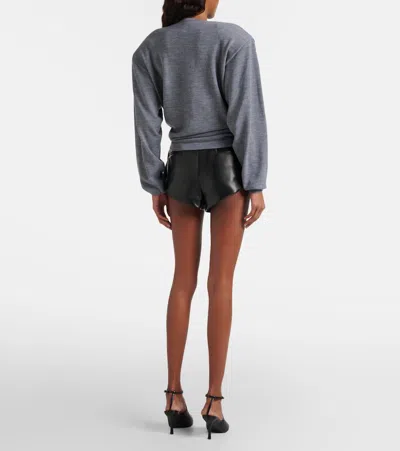 Magda Butrym Belted High-rise Leather Micro Shorts In Black