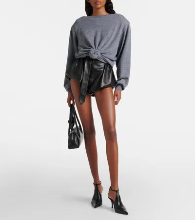 Magda Butrym Belted High-rise Leather Micro Shorts In Black