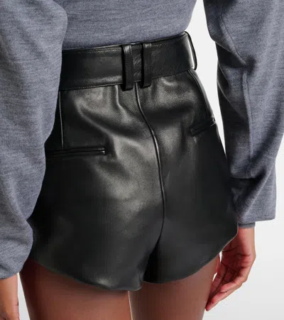 Magda Butrym Belted High-rise Leather Micro Shorts In Black