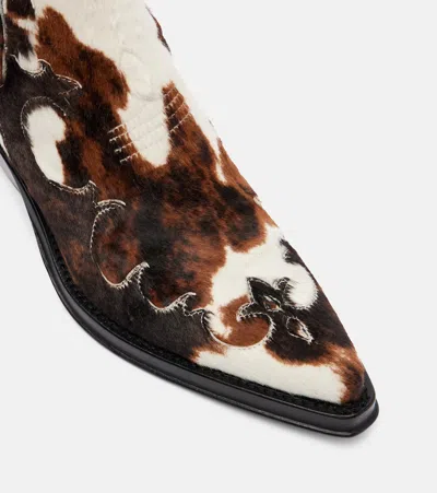 Gabriela Hearst Cassidy Cowboy Ankle Boot In Ivory Cognac Multi Pony Hair In Animal Print