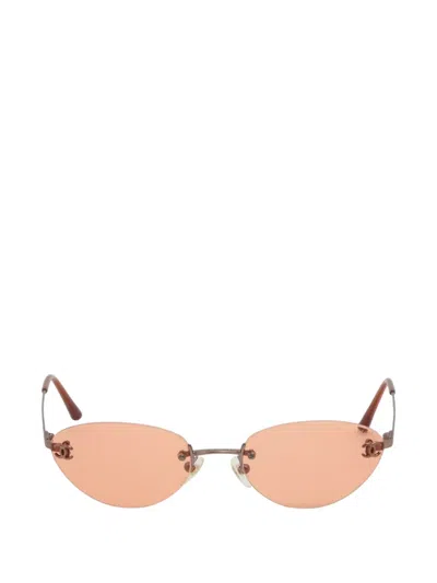 Pre-owned Chanel 2000-2020s Rimless Mini Cc Mark Sunglasses In Red