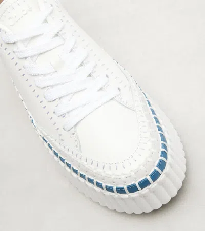 Chloé Nama Leather Platform Sneakers In Blue