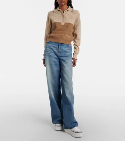 Chloé Nama Leather Platform Sneakers In Blue