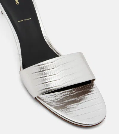 Tom Ford Lizard-effect Metallic Leather Mules In Multi