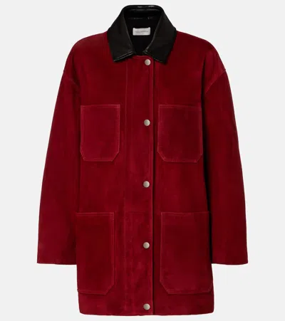 Nour Hammour Barn Leather-trimmed Suede Jacket In Red