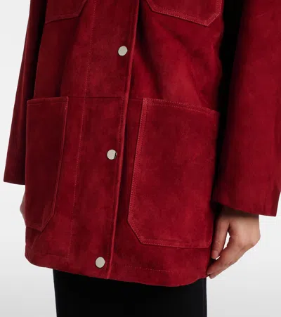 Nour Hammour Barn Leather-trimmed Suede Jacket In Red