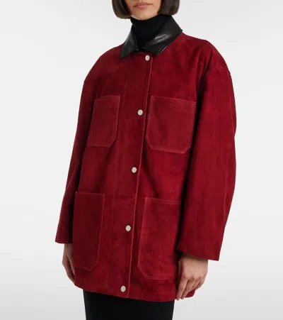 Nour Hammour Barn Leather-trimmed Suede Jacket In Red