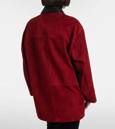 Nour Hammour Barn Leather-trimmed Suede Jacket In Red