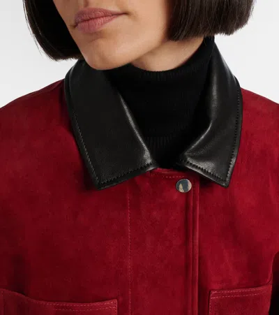 Nour Hammour Barn Leather-trimmed Suede Jacket In Red