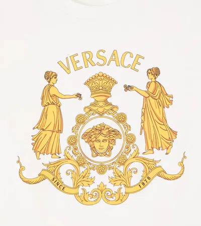 Versace Hall Of Heroes Crest Cotton Jersey T-shirt In White