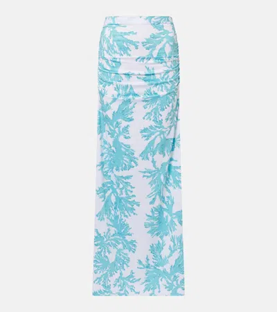 Alexandra Miro Gia Printed Jersey Maxi Skirt In Blue