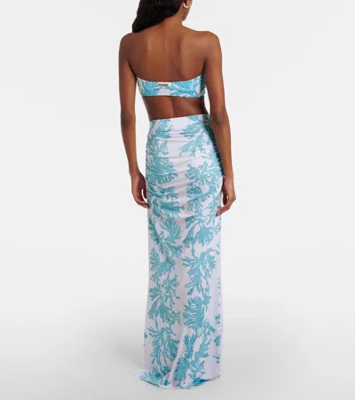 Alexandra Miro Gia Printed Jersey Maxi Skirt In Blue