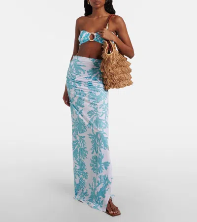 Alexandra Miro Gia Printed Jersey Maxi Skirt In Blue
