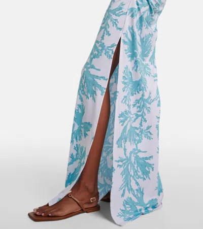 Alexandra Miro Gia Printed Jersey Maxi Skirt In Blue