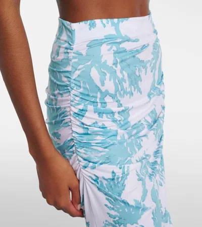 Alexandra Miro Gia Printed Jersey Maxi Skirt In Blue