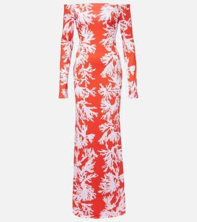 Alexandra Miro Mila Printed Jersey Maxi Dress In Orange