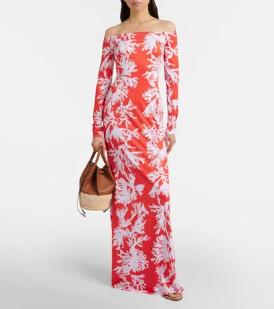 Alexandra Miro Mila Printed Jersey Maxi Dress In Orange