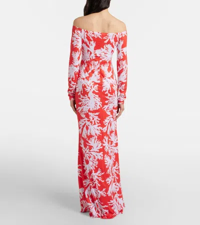 Alexandra Miro Mila Printed Jersey Maxi Dress In Orange