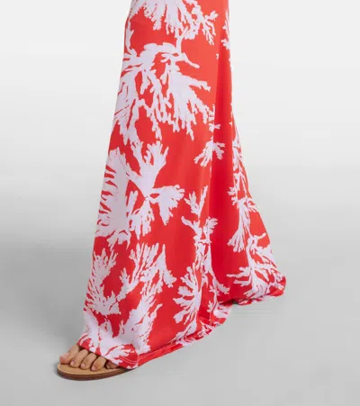 Alexandra Miro Mila Printed Jersey Maxi Dress In Orange