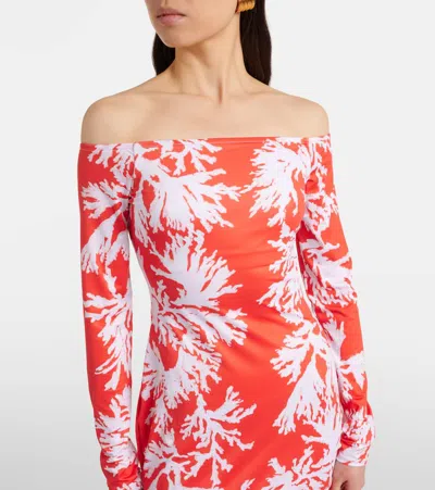 Alexandra Miro Mila Printed Jersey Maxi Dress In Orange