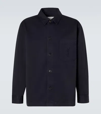 Saint Laurent Cotton-linen Cassandre Overshirt In Black