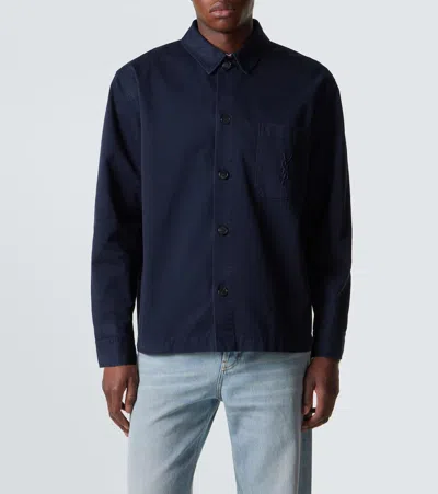 Saint Laurent Cotton-linen Cassandre Overshirt In Black