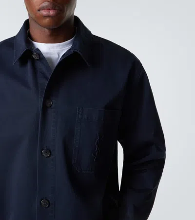 Saint Laurent Cotton-linen Cassandre Overshirt In Black