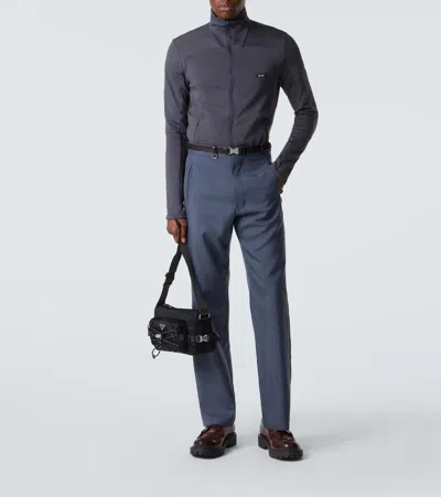 Prada Logo Track Jacket In Gray
