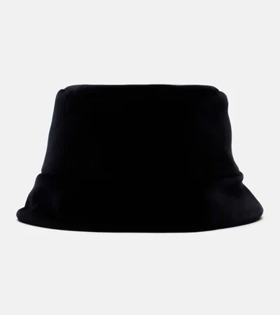 Prada Logo Cotton Velvet Bucket Hat In Black