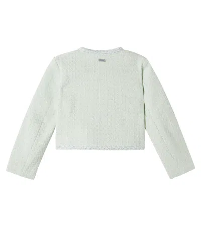 Monnalisa Bon Ton Cotton-blend Bouclé Jacket In Green