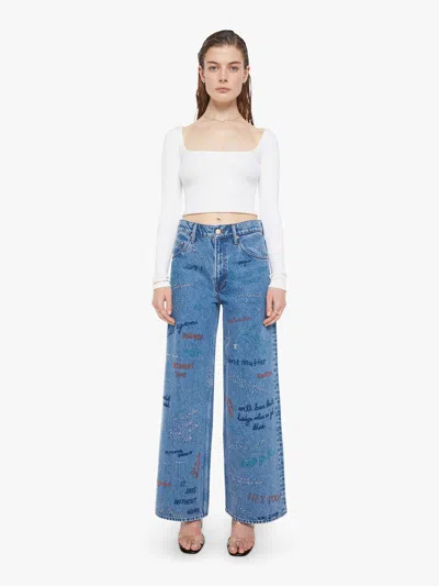 Mother The Mid Rise Double Dip Nerdy Jeans In Alphabet Soup In Blue