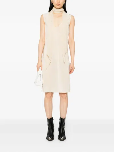 Helmut Lang Sleeveless Scarf Dress In Neutral