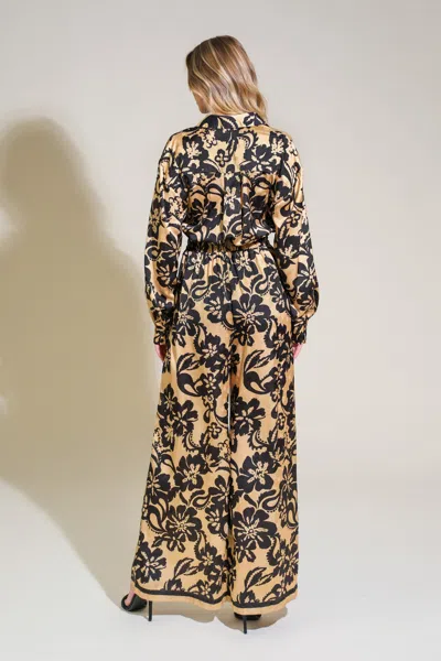 Flying Tomato Ip8592 Floral Print Long Sleeve Formal Jumpsuit In Multi