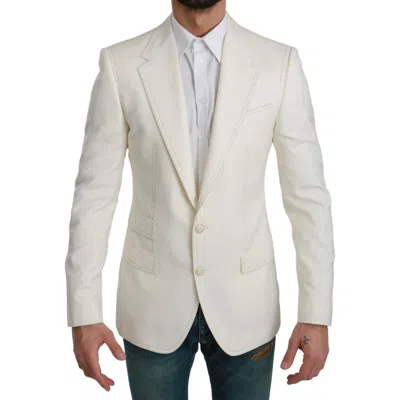 Dolce & Gabbana White Virgin Wool Blazer In Multi