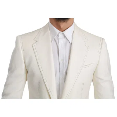 Dolce & Gabbana White Virgin Wool Blazer In Multi