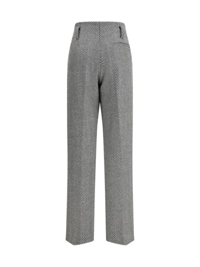 Forte Forte High-waisted Wool Trousers With Chevron Pattern In Gray