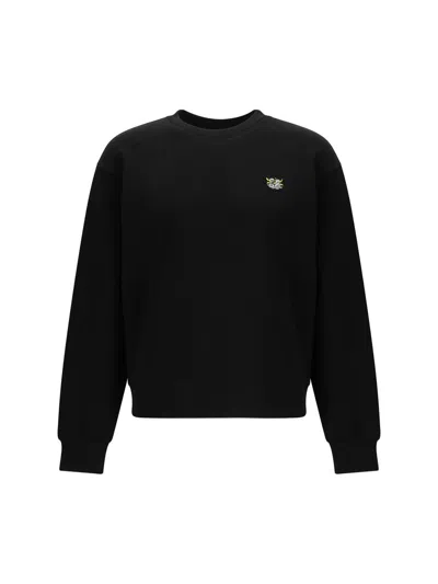 Kenzo Wild Tiger Crew Neck Sweatshirt Ribbed Cuffs Hem In Black