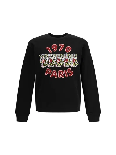 Kenzo Wild Tiger Embroidered Sweatshirt Black In Black
