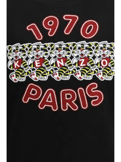 Kenzo Wild Tiger Embroidered Sweatshirt Black In Black