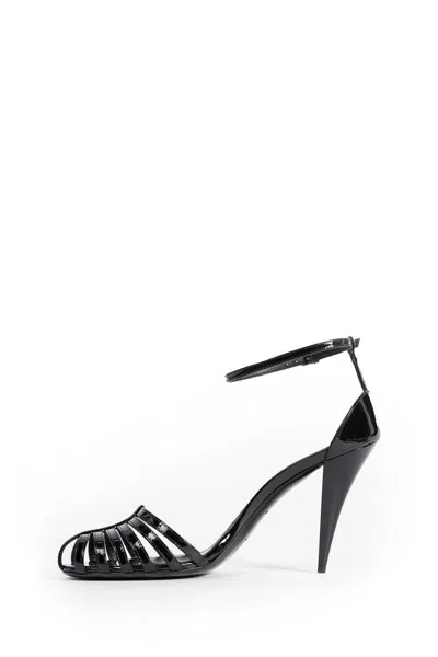 Givenchy Cage Heel Sandals Patent Leather Ankle Strap In Black