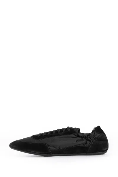 Prada Collapse Re-nylon And Suede Elasticized Sneakers Shoes In Black