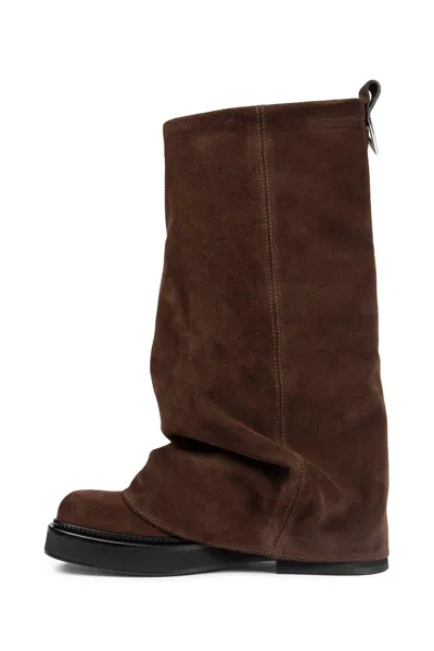 Attico 30mm Robin Suede Combat Boots In Brown
