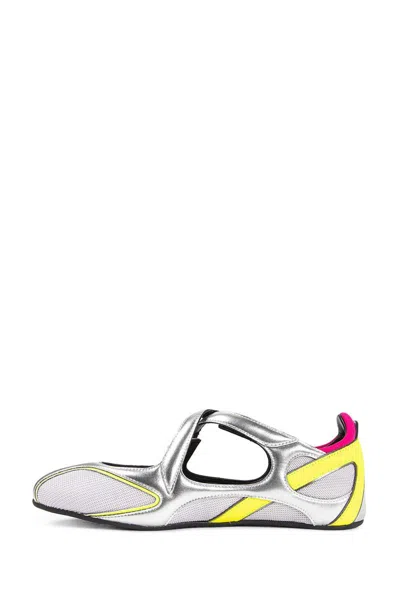 Attico Floor 01 Multicolor Ballet Shoes With Logo On The Side And Cut-out Design In Fabric Woman In Silver