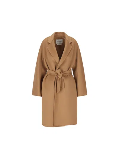 Max Mara Camel Rialto Camel Wool Robe Coat In Brown