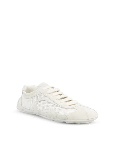 Prada Montecarlo Re-edition 2005 Suede And Mesh Sneakers In White