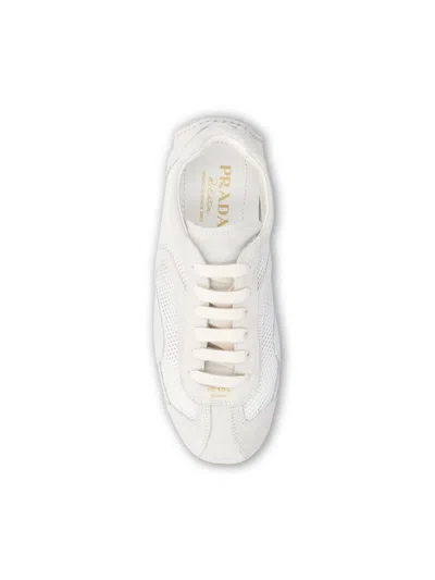 Prada Montecarlo Re-edition 2005 Suede And Mesh Sneakers In White