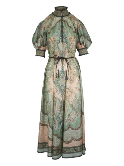 Zimmermann Wanderlust Billow Dress In Green