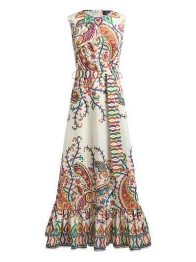 Etro Floral Paisley-print Cotton Maxi Dress In Multi