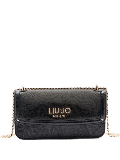 Liu •jo Small Lizard Effect Chain Satchel In Black
