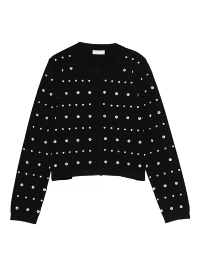 Liu •jo Liu Jo Cardigan With Rhinestones In Black